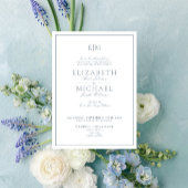 Elegant Dusty Blue Classic Script Monogram Wedding Einladung