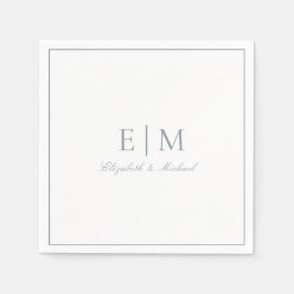 Elegant Dusty Blue Classic Script Monogram Wedding Serviette