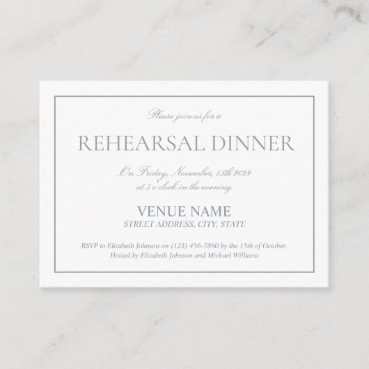 Elegant Dusty Blue Classic Script-Probe Begleitkarte (Vorderseite)