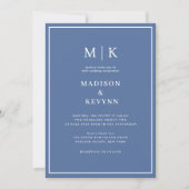 Elegant Dusty Blue Classic Wedding Einladung (Vorderseite)