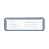 Elegant Dusty Blue Cross Boy Baptism Address (Vorne)