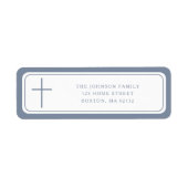 Elegant Dusty Blue Cross Boy Baptism Address (Vorne)