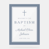 Elegant Dusty Blue Cross Boy Baptism Welcome Acrylschild (Vorderseite)