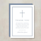 Elegant Dusty Blue Cross Boy First Holy Communion Dankeskarte