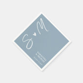 Elegant Dusty Blue Custom Initials Wedding Napkins Serviette (Ecke)