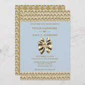 Elegant Dusty Blue Diamond & Gold Wedding Einladung (Vorne/Hinten)