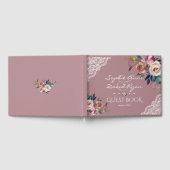 Elegant Dusty Blue Dusty Rose Blume Hochzeit Gästebuch (Voll)