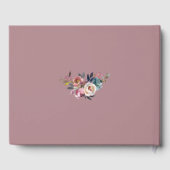 Elegant Dusty Blue Dusty Rose Blume Hochzeit Gästebuch (Rückseite)