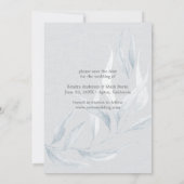 Elegant Dusty Blue Eucalyptus Gold Save the Date Einladung (Rückseite)