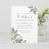 Elegant Dusty Blue Eukalyptus Greenerage Foliage Einladung (Stehend Vorderseite)