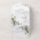 Elegant Dusty Blue Eukalyptus Greenery Marble All In One Einladung (Außenbereich)