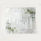 Elegant Dusty Blue Eukalyptus Greenery Marble Wandteppich (Vorderseite (Horizontal))