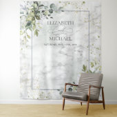 Elegant Dusty Blue Eukalyptus Greenery Marble Wandteppich (Beispiel)