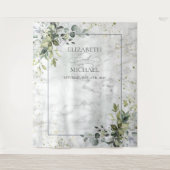 Elegant Dusty Blue Eukalyptus Greenery Marble Wandteppich (Vorderseite)