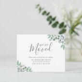 Elegant Dusty Blue Eukalyptus Moving Ankündigung (Stehend Vorderseite)