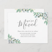 Elegant Dusty Blue Eukalyptus Moving Ankündigung (Vorne/Hinten)