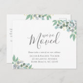 Elegant Dusty Blue Eukalyptus Moving Ankündigung Postkarte (Vorne/Hinten)