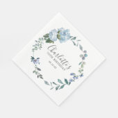 Elegant Dusty Blue Floral 70. Geburtstag Custom Serviette (Ecke)