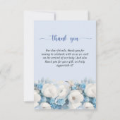 Elegant Dusty Blue Floral Baby Shower Dankeskarte (Rückseite)