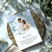 Elegant Dusty Blue Floral Baby Shower Dankeskarte