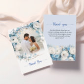 Elegant Dusty Blue Floral Baby Shower Dankeskarte