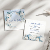 Elegant Dusty Blue Floral Baby Shower Save The Date