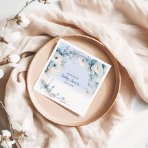 Elegant Dusty Blue Floral Baby Shower