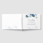 Elegant Dusty Blue Floral Bloom Wedding Gästebuch (Voll)