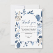 Elegant Dusty Blue Floral Boho Brautparty Dankeskarte (Vorderseite)