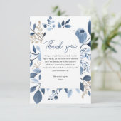 Elegant Dusty Blue Floral Boho Brautparty Dankeskarte (Stehend Vorderseite)