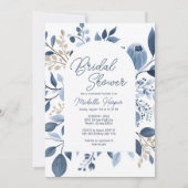 Elegant Dusty Blue Floral Boho Brautparty Einladung (Vorderseite)