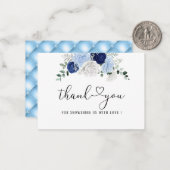 Elegant Dusty Blue Floral Brautparty vielen Dank Mitteilungskarte (Vorderseite/Rückseite Beispiel)