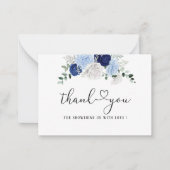 Elegant Dusty Blue Floral Brautparty vielen Dank Mitteilungskarte (Vorderseite)