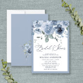 Elegant Dusty Blue Floral Bridal Dusche Einladung