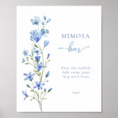 Elegant Dusty Blue Floral Bridal Mimosa Bar Sign Poster (Vorne)