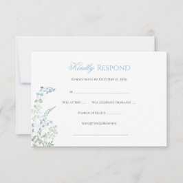 Elegant Dusty blue Floral Calligraphy RSVP Karte