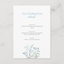 Elegant Dusty blue Floral Calligraphy Wedding Begleitkarte