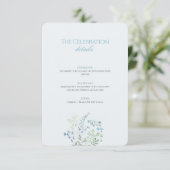 Elegant Dusty blue Floral Calligraphy Wedding Begleitkarte (Stehend Vorderseite)