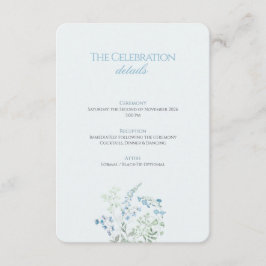 Elegant Dusty blue Floral Calligraphy Wedding Begleitkarte