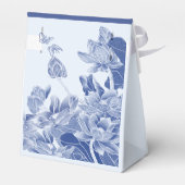 Elegant Dusty Blue Floral Classic Chinoiserie Geschenkschachtel (Rückseite)