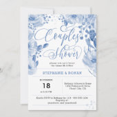 Elegant Dusty Blue Floral Couples Dusche Einladung (Vorderseite)