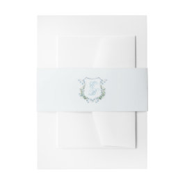Elegant Dusty Blue Floral Crest Wedding Einladungsbanderole