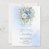 Elegant Dusty Blue Floral Digital Wedding Invite Einladung (Vorderseite)