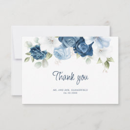 Elegant Dusty Blue Floral Eucalyptus Wedding Dankeskarte