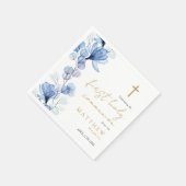 Elegant Dusty Blue Floral First Holy Communion Serviette (Ecke)