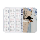 Elegant Dusty Blue Floral Foto 2024 Jahr Kalender Magnet (Horizontal)