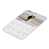 Elegant Dusty Blue Floral Foto 2024 Jahr Kalender Magnet (Linke Seite)