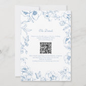 Elegant Dusty Blue Floral Garden QR Code Wedding Einladung (Rückseite)