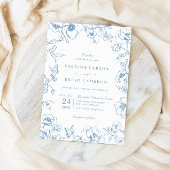 Elegant Dusty Blue Floral Garden Wedding Einladung
