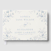 Elegant Dusty Blue Floral Garden Wedding Gästebuch (Vorderseite)
